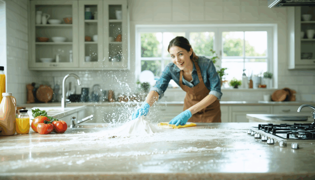 inumidisci un panno per eliminare facilmente il grasso dai pensili e rendere la tua cucina splendida e pulita.