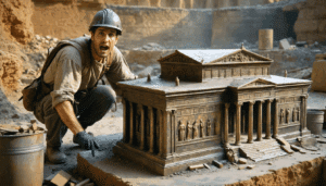 scoperta archeologica straordinaria: una cassetta di bronzo che rappresenta un edificio sacro romano, rivelando nuovi dettagli sulla storia antica.