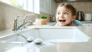 scopri il metodo naturale con due cucchiai nel lavandino per eliminare ingorghi e cattivi odori in modo efficace e ecologico.