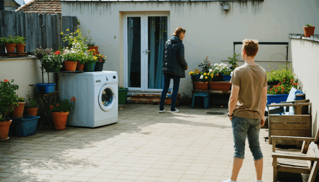 due vicini hanno aperto senza autorizzazione il terrazzo condominiale, installando una lavatrice e dei vasi; il giudice ha emesso una sentenza contro di loro.