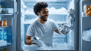 scopri come rimuovere rapidamente il ghiaccio dal freezer usando la carta stagnola, un metodo semplice ed efficace che aiuta a risparmiare energia.