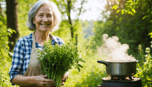 scopri come raccogliere, bollire e utilizzare un rimedio naturale economico per coprire i capelli bianchi durante una passeggiata.